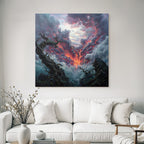 Dramatische Landschaft Mit Turbulentem Himmel Und Knorrigen Bäumen