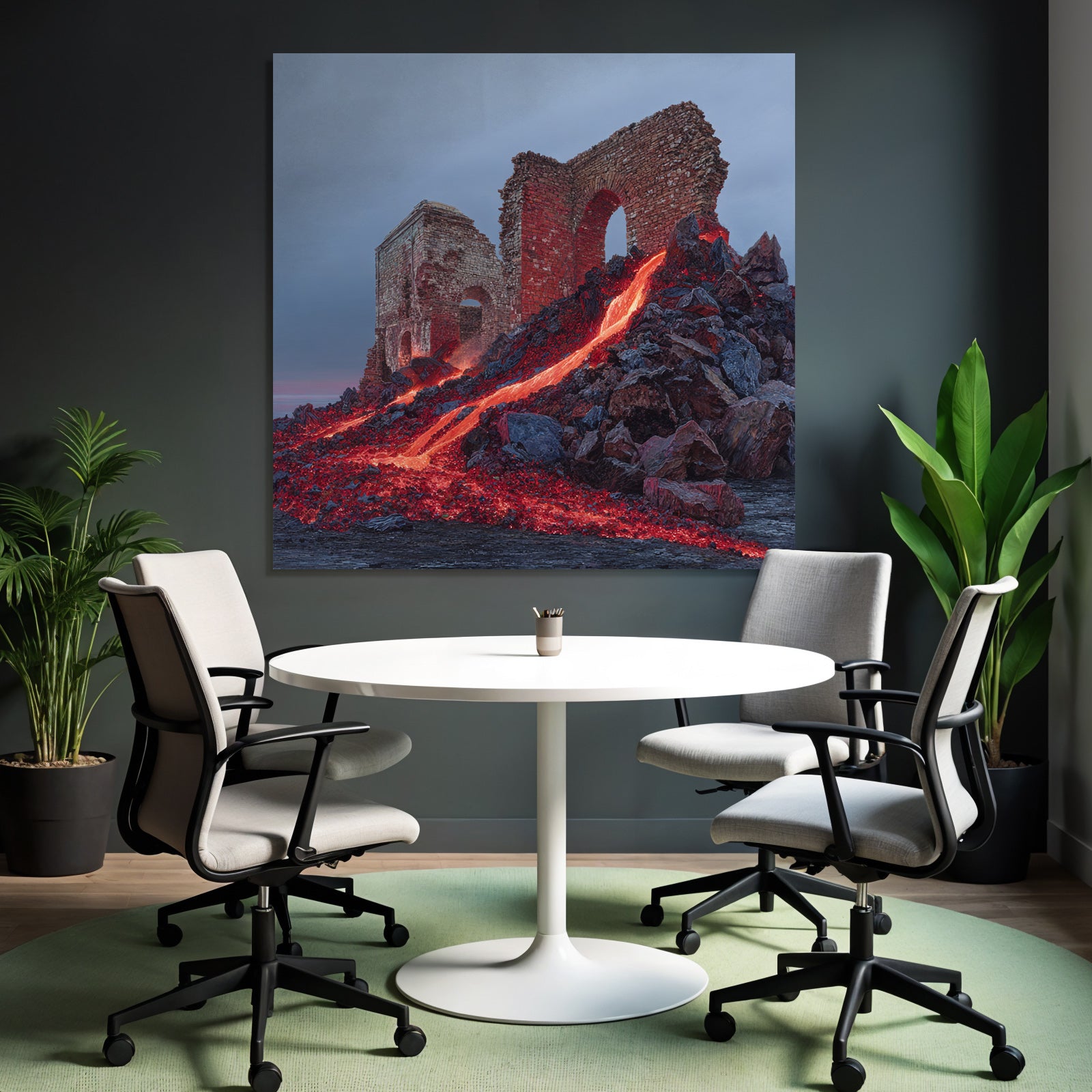 Dramatische Ruine Mit Lavastrom