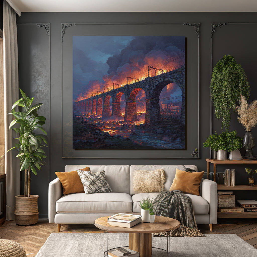 Dramatische Steinerne Brücke Im Feür