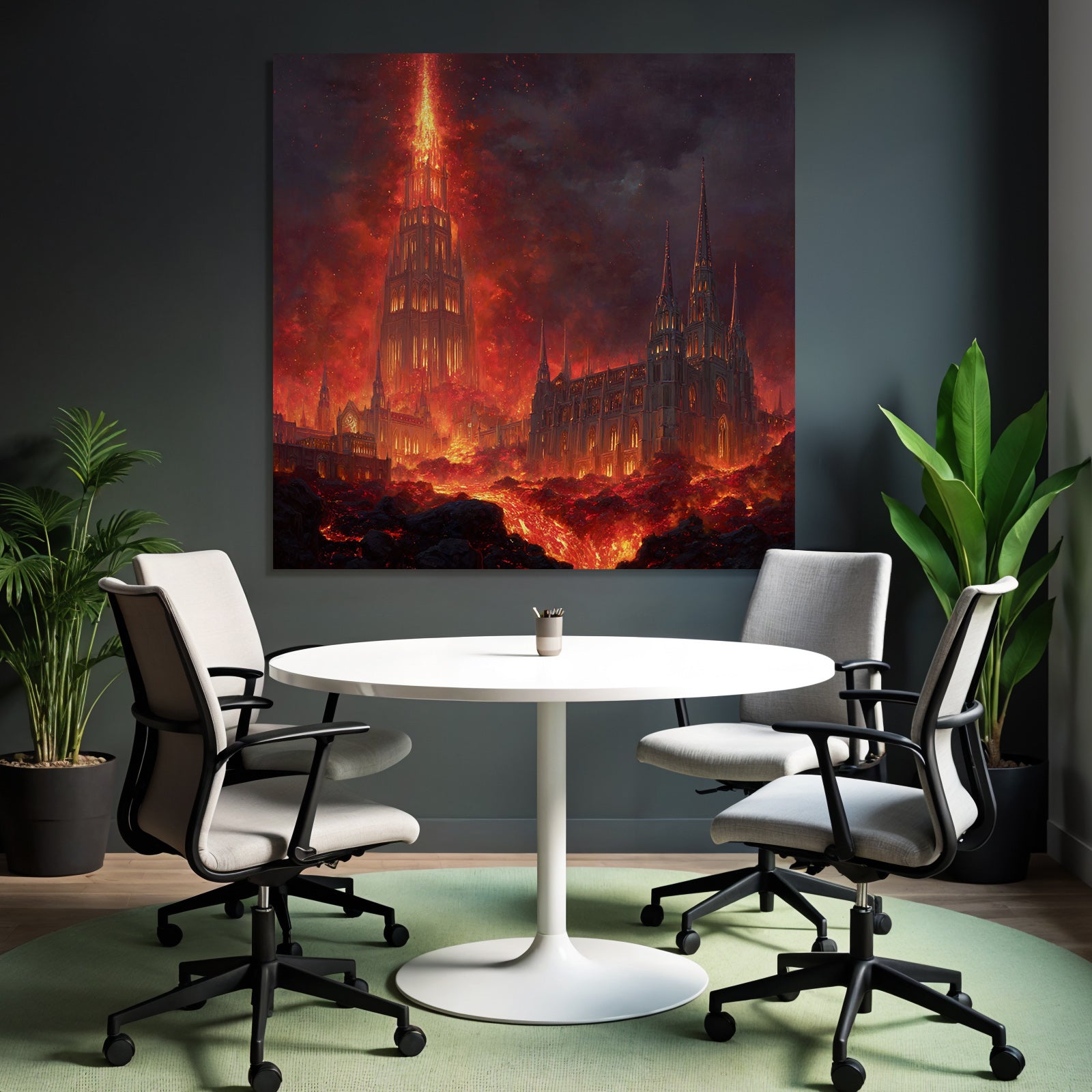 Feuriger Turm In Apokalyptischer Landschaft