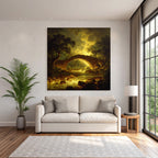 Peaceful Landscape With Stone Bridge And Glowing Water