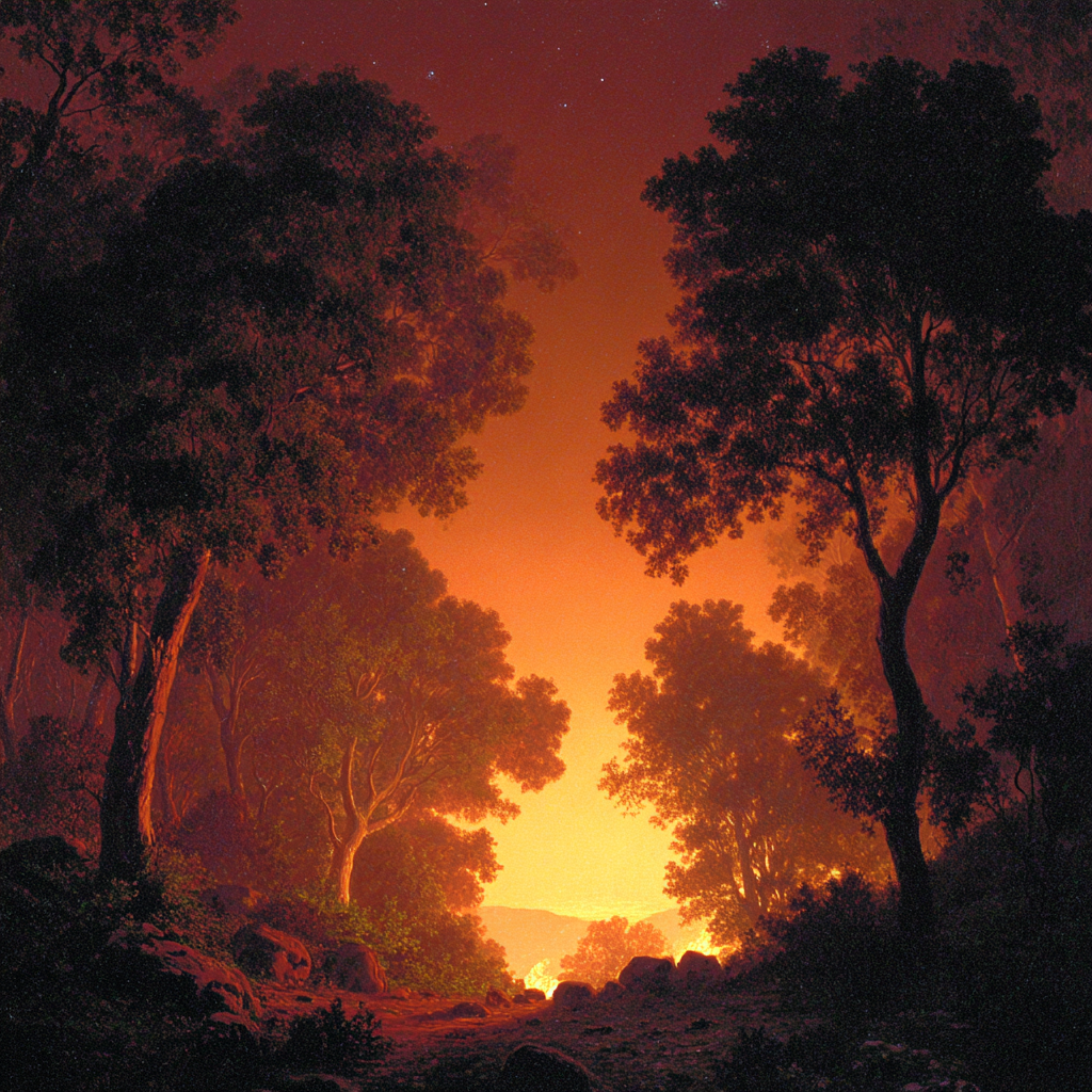 Friedlicher Wald Bei Sonnenaufgang | Feuer und Vulkane | Natur