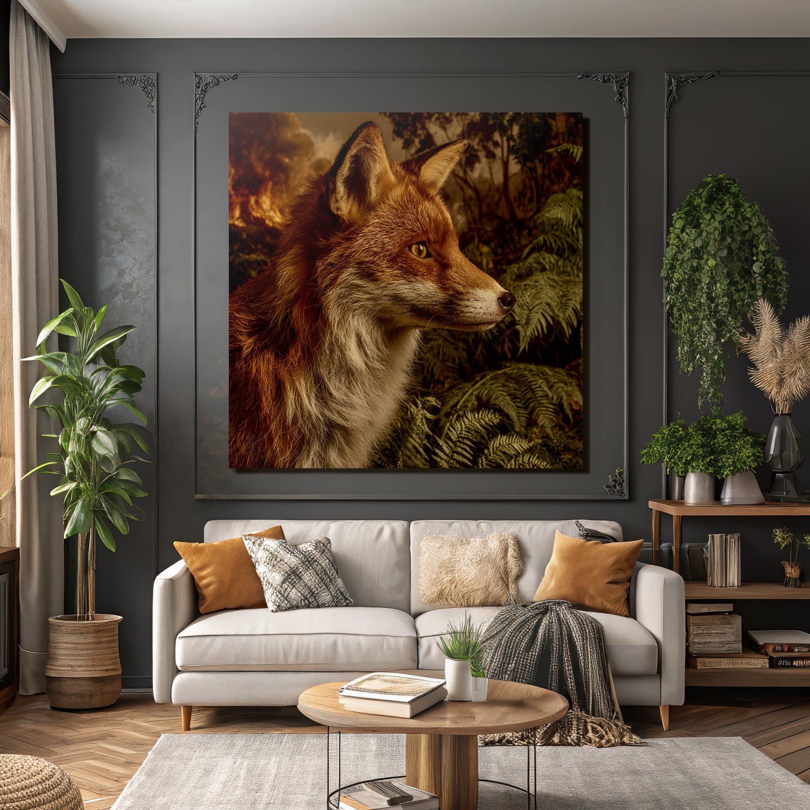 Fuchs Im Farn Vor Rauch Und Feür