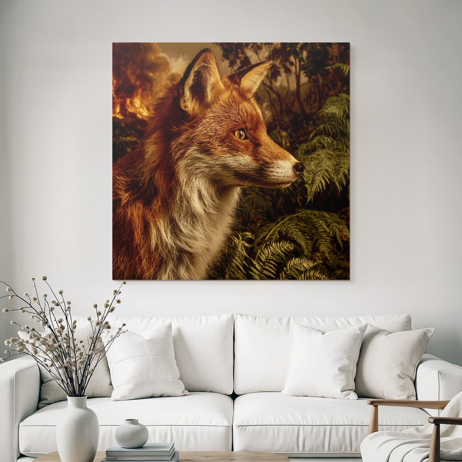 Fuchs Im Farn Vor Rauch Und Feür