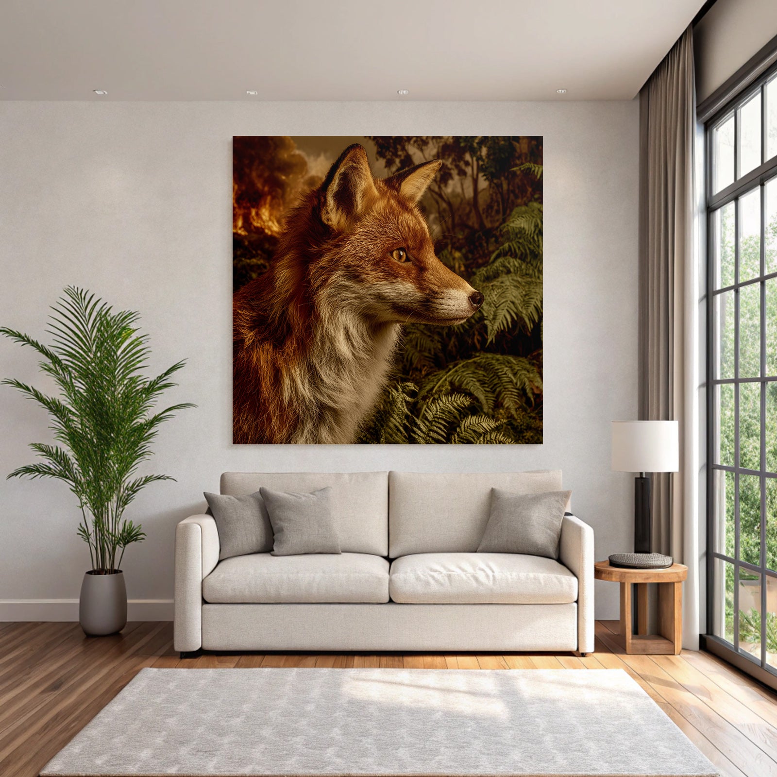 Fuchs Im Farn Vor Rauch Und Feür