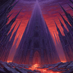 Gothische Zinnen In Einer Feurigen Fantasylandschaft | Feuer und Vulkane | Natur