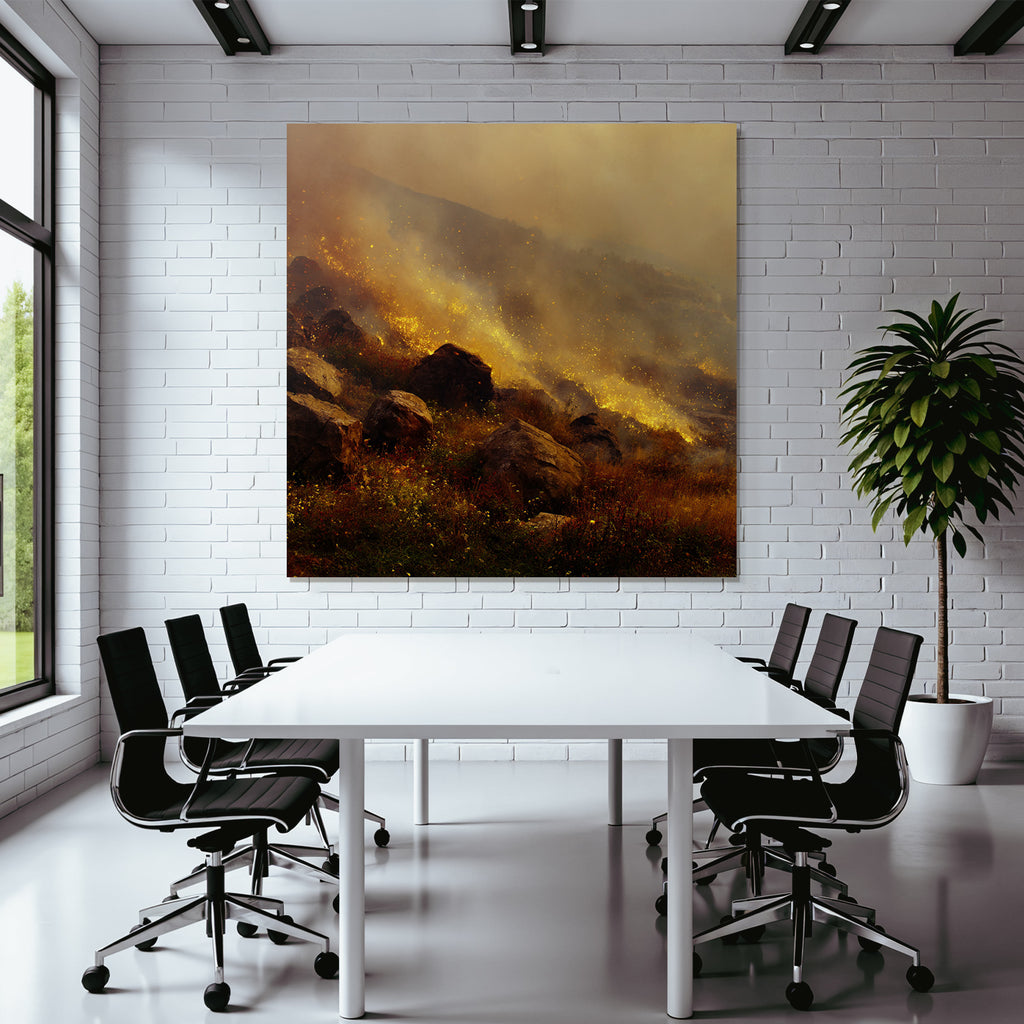 Landschaft Mit Flammen Funken Und Rauch Bei Waldbrand
