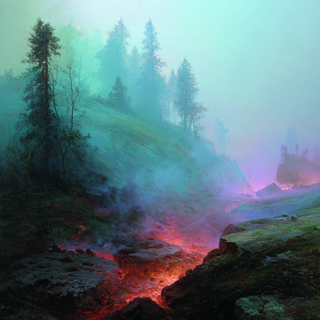 Mystische Nebellandschaft Mit Leuchtendem Felsen | Feuer und Vulkane | Natur