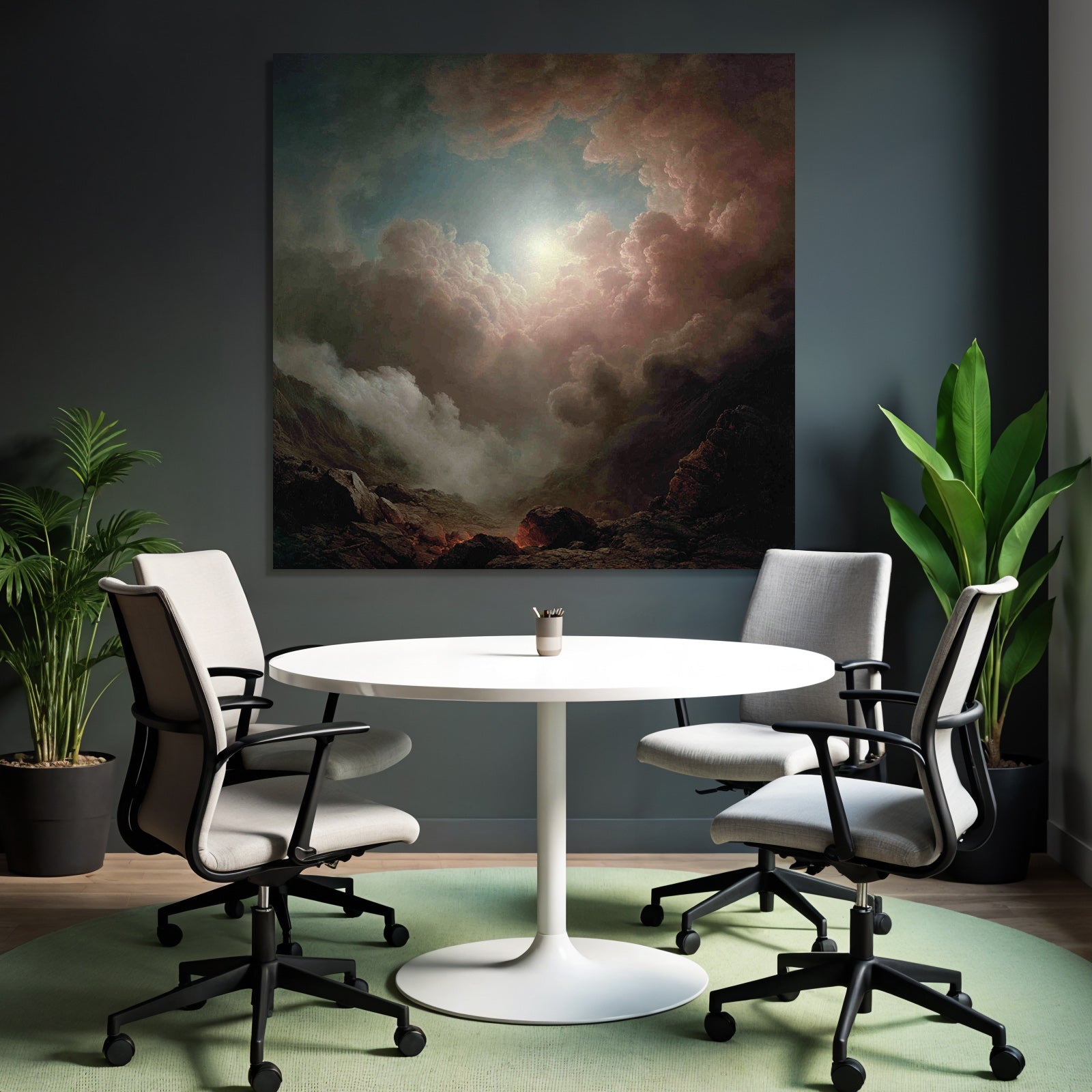 Romantische Landschaft Mit Dramatischen Wolken Und Licht
