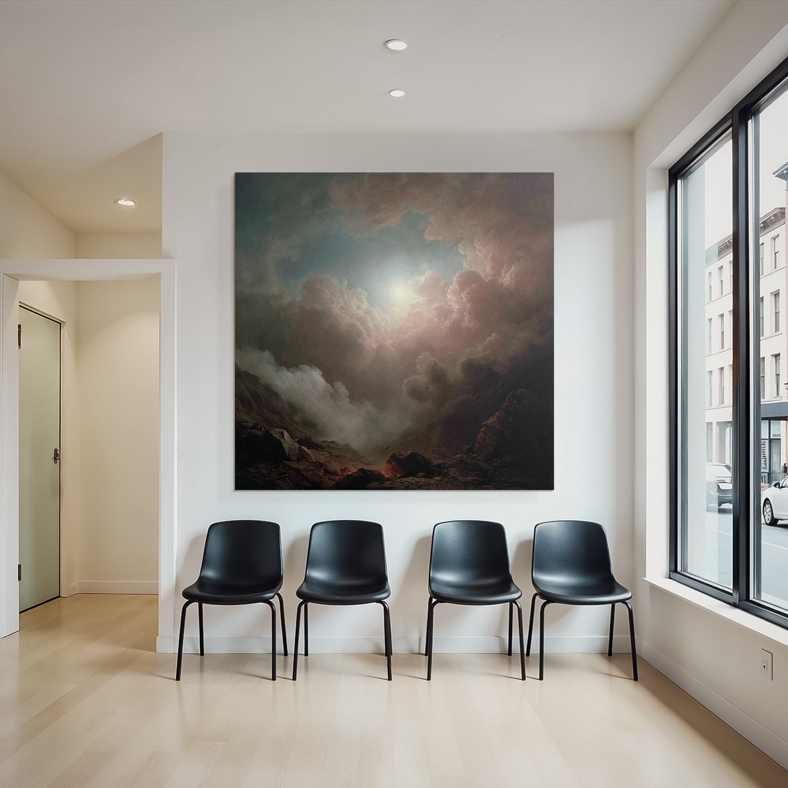 Romantische Landschaft Mit Dramatischen Wolken Und Licht