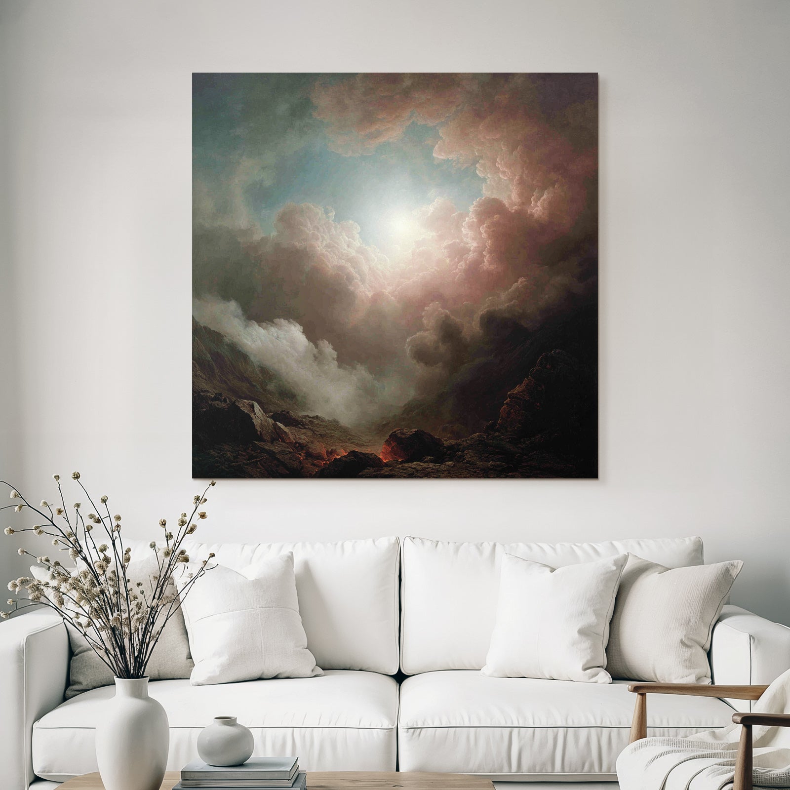 Romantische Landschaft Mit Dramatischen Wolken Und Licht