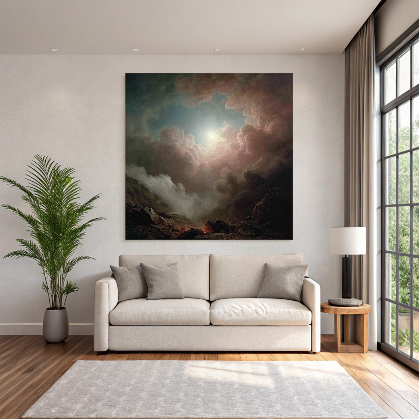 Romantische Landschaft Mit Dramatischen Wolken Und Licht