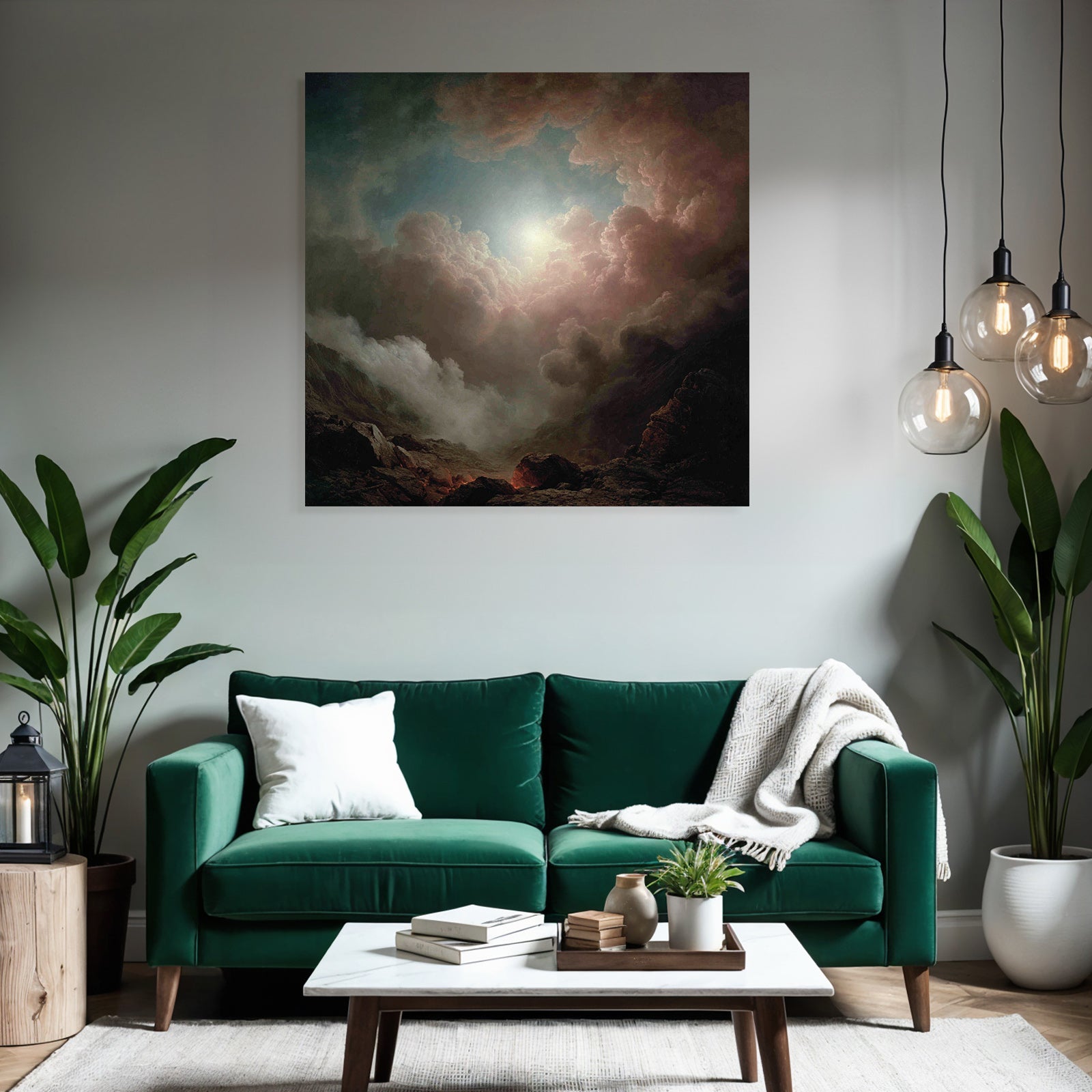 Romantische Landschaft Mit Dramatischen Wolken Und Licht