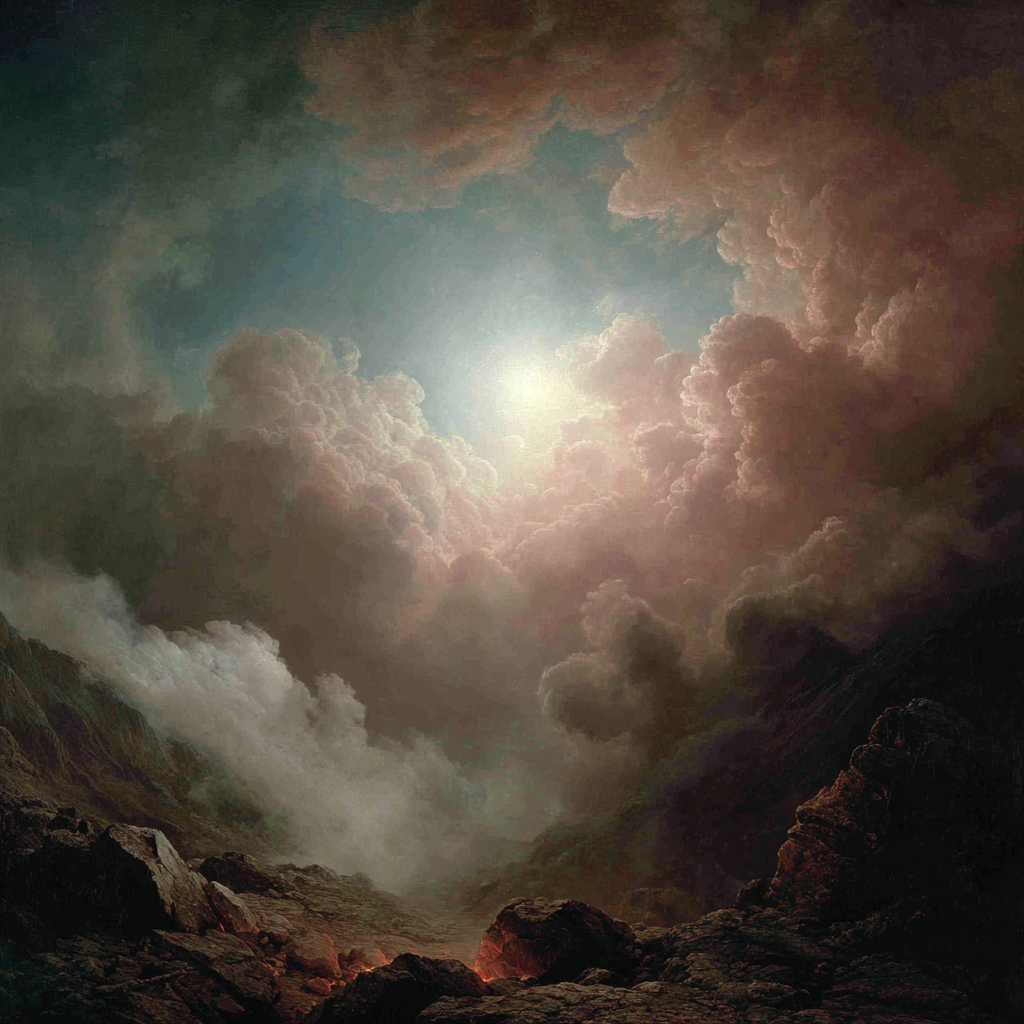 Romantische Landschaft Mit Dramatischen Wolken Und Licht | Feuer und Vulkane | Natur