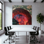 Steinbogen Mit Flammender Lava Und Moos