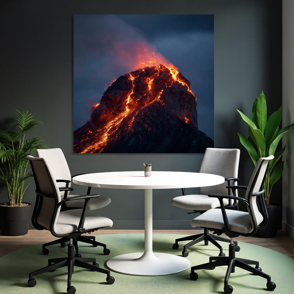 Vulkaneruption Mit Lava Und Dunklen Wolken
