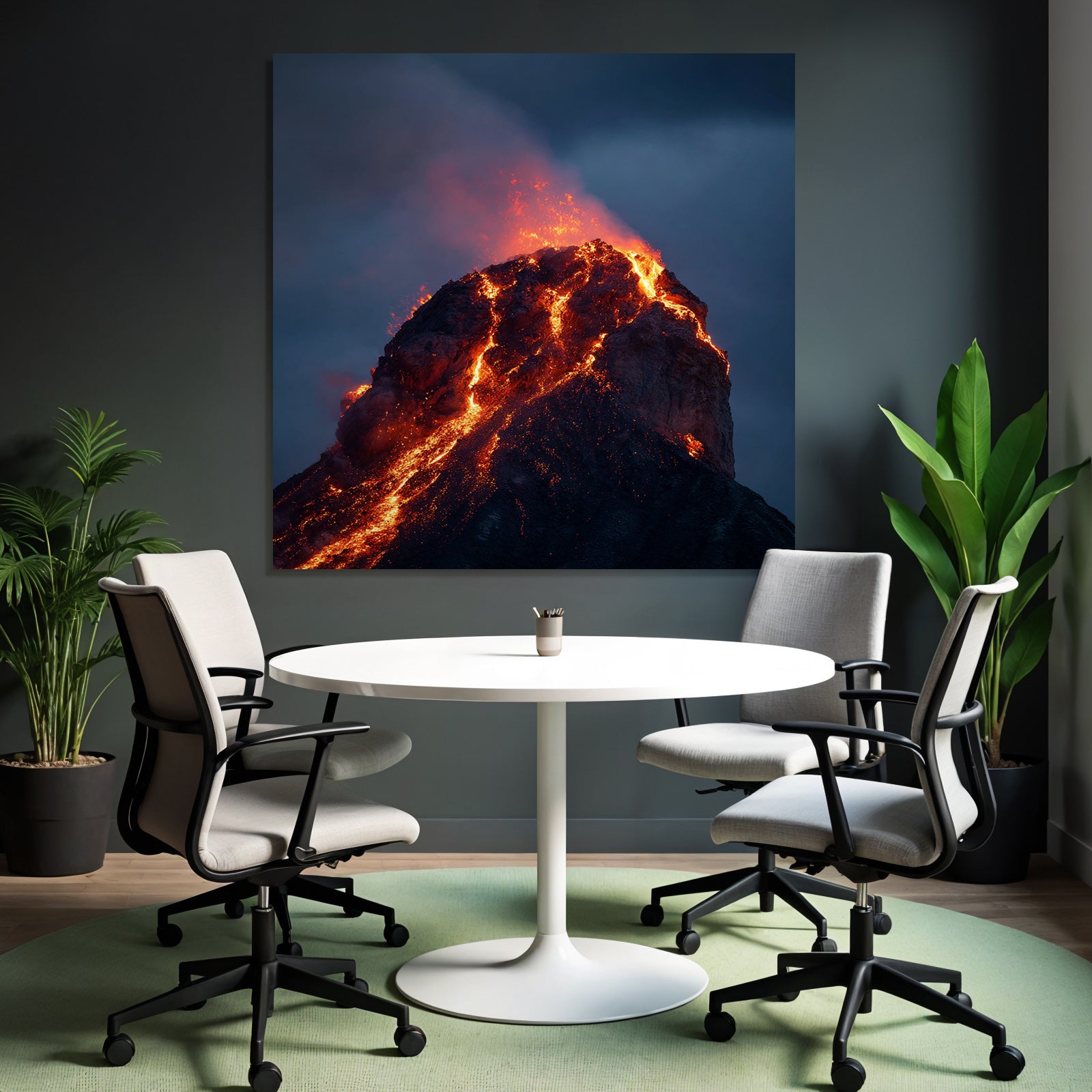 Vulkaneruption Mit Lava Und Dunklen Wolken