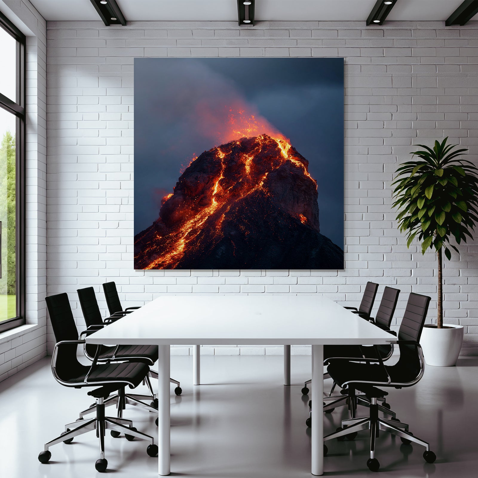 Vulkaneruption Mit Lava Und Dunklen Wolken