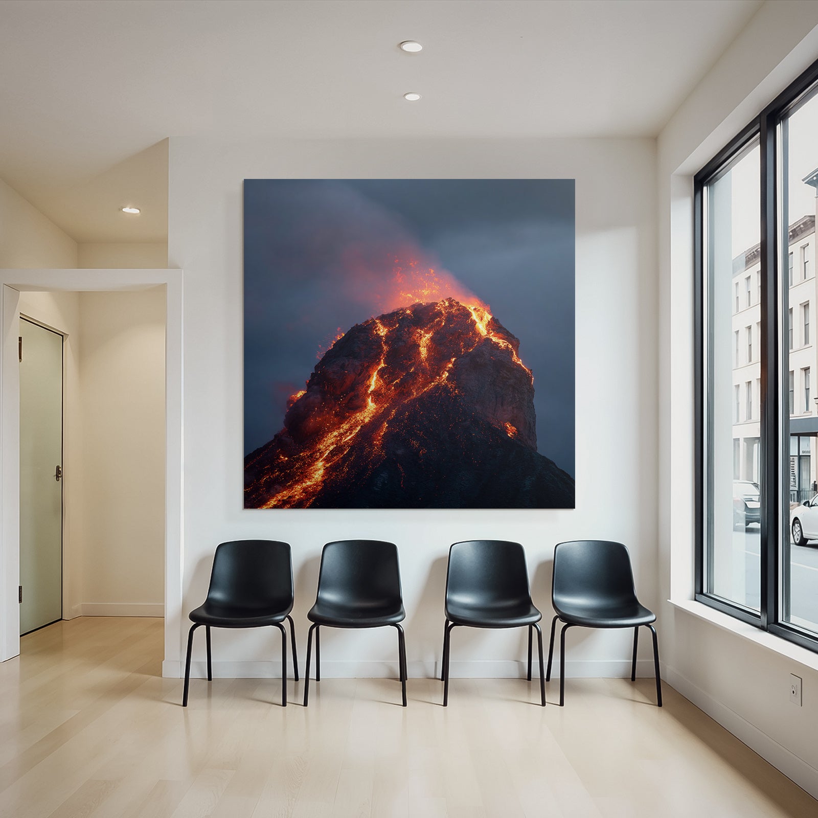Vulkaneruption Mit Lava Und Dunklen Wolken