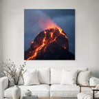 Vulkaneruption Mit Lava Und Dunklen Wolken
