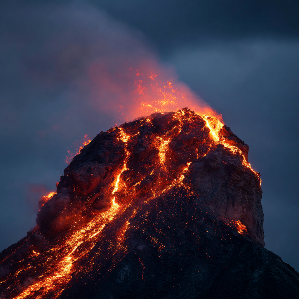 Vulkaneruption Mit Lava Und Dunklen Wolken | Feuer und Vulkane | Natur