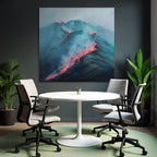 Vulkanlandschaft Mit Fliessender Lava Und Rauch