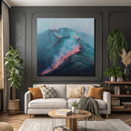 Vulkanlandschaft Mit Fliessender Lava Und Rauch
