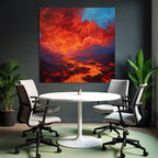 Vulkanlandschaft Mit Lava Und Dramatischem Himmel