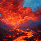 Vulkanlandschaft Mit Lava Und Dramatischem Himmel | Feuer und Vulkane | Natur