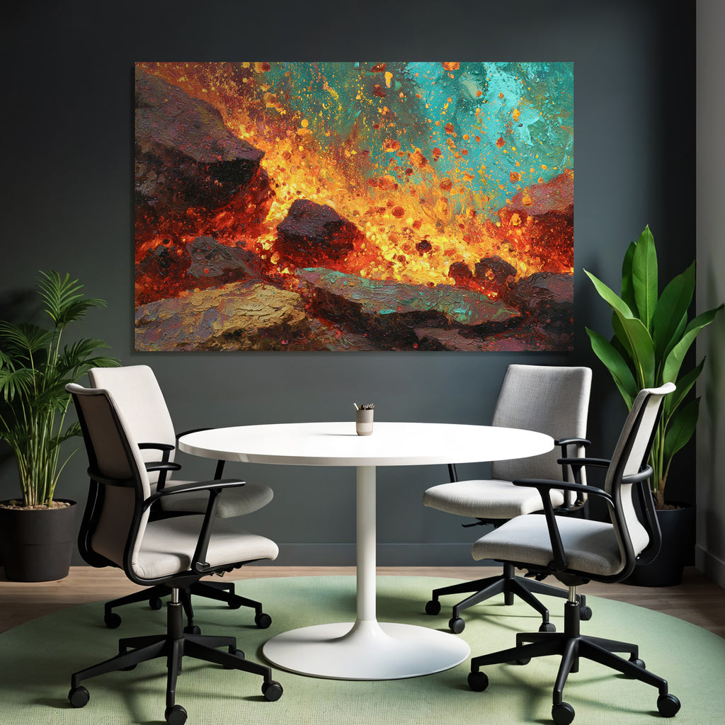 Abstrakte Vulkanlandschaft Mit Lavafluss Und Gesteinsbrocken