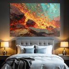 Abstrakte Vulkanlandschaft Mit Lavafluss Und Gesteinsbrocken