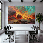 Abstrakte Vulkanlandschaft Mit Lavafluss Und Gesteinsbrocken