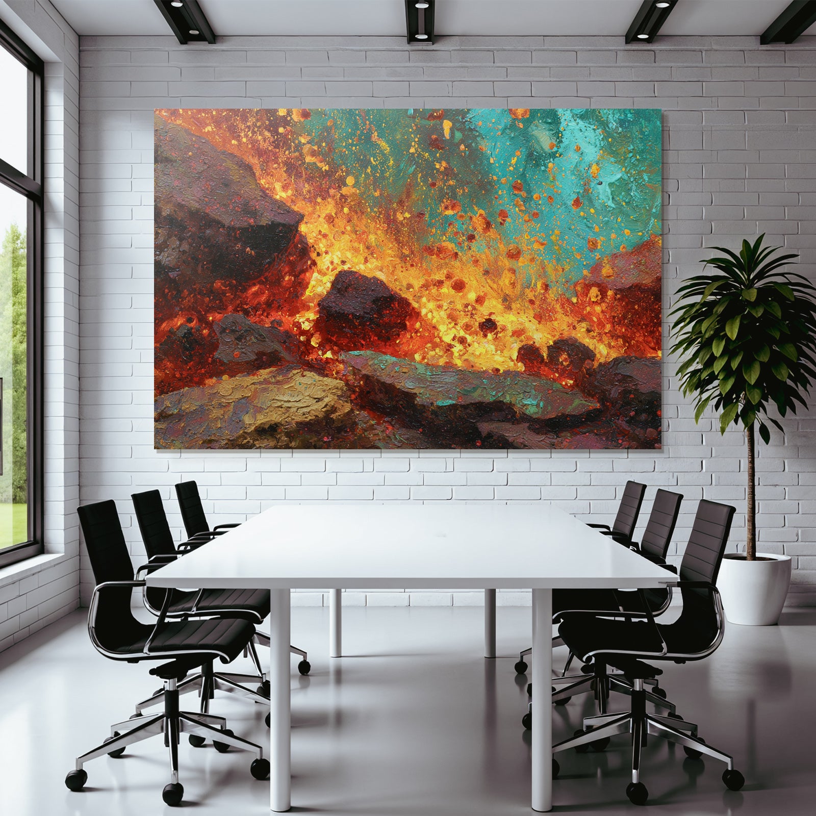 Abstrakte Vulkanlandschaft Mit Lavafluss Und Gesteinsbrocken