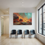 Abstrakte Vulkanlandschaft Mit Lavafluss Und Gesteinsbrocken
