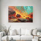 Abstrakte Vulkanlandschaft Mit Lavafluss Und Gesteinsbrocken