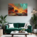 Abstrakte Vulkanlandschaft Mit Lavafluss Und Gesteinsbrocken