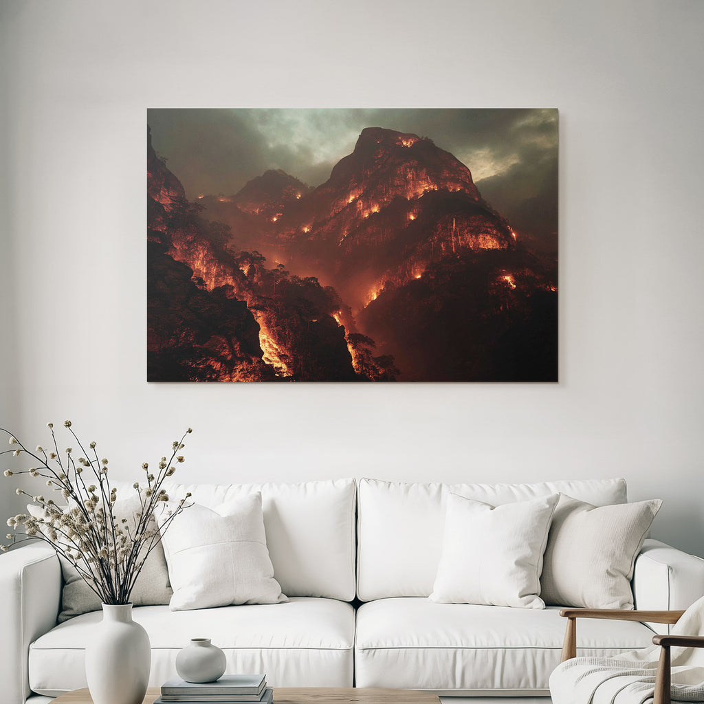 Dramatische Berglandschaft Im Feürlicht