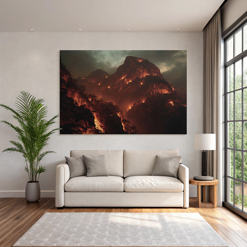 Dramatische Berglandschaft Im Feürlicht