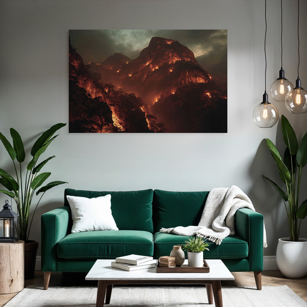 Dramatische Berglandschaft Im Feürlicht
