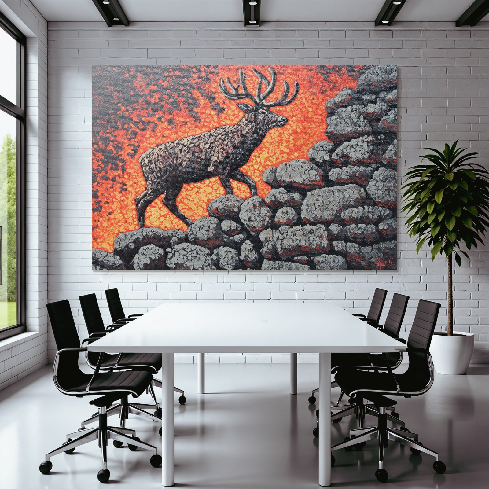 Hirsch Auf Vulkan Felsen