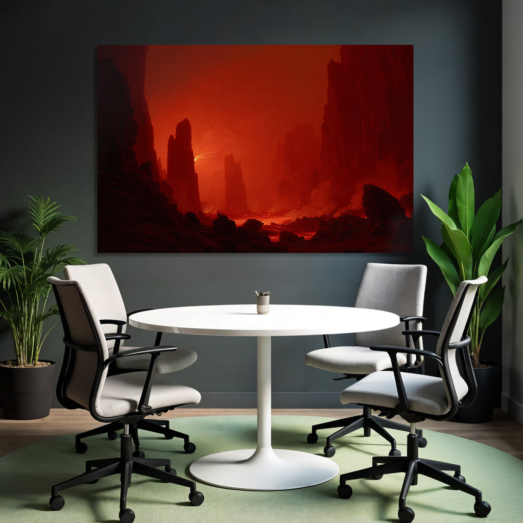 Höllenlandschaft Mit Fliessender Lava