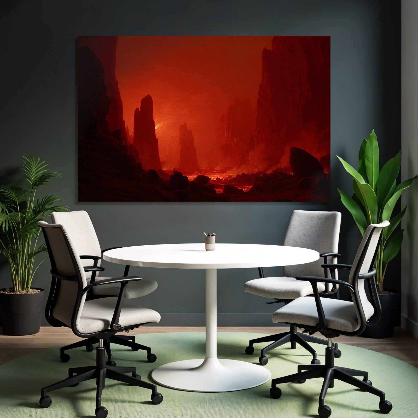 Höllenlandschaft Mit Fliessender Lava