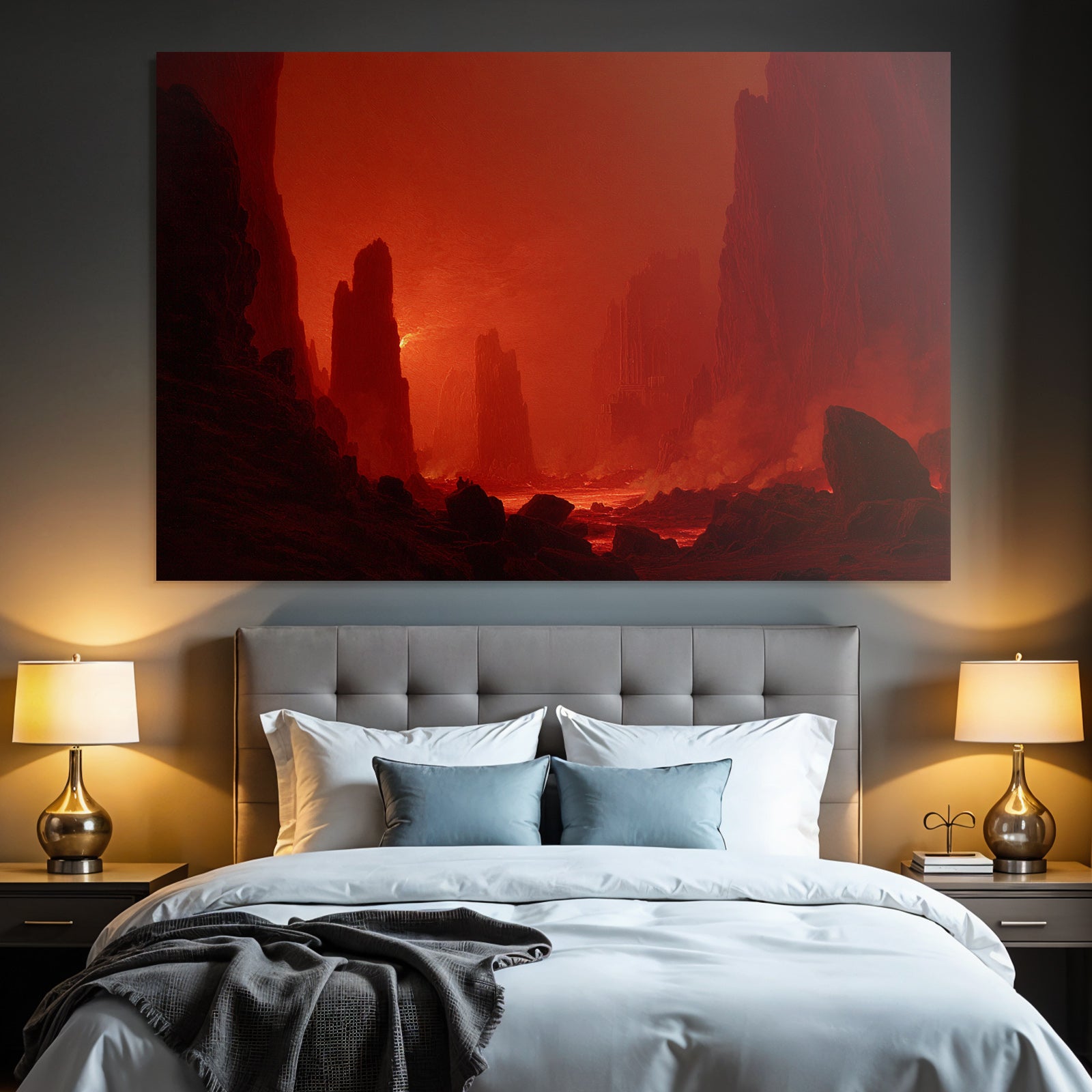 Höllenlandschaft Mit Fliessender Lava