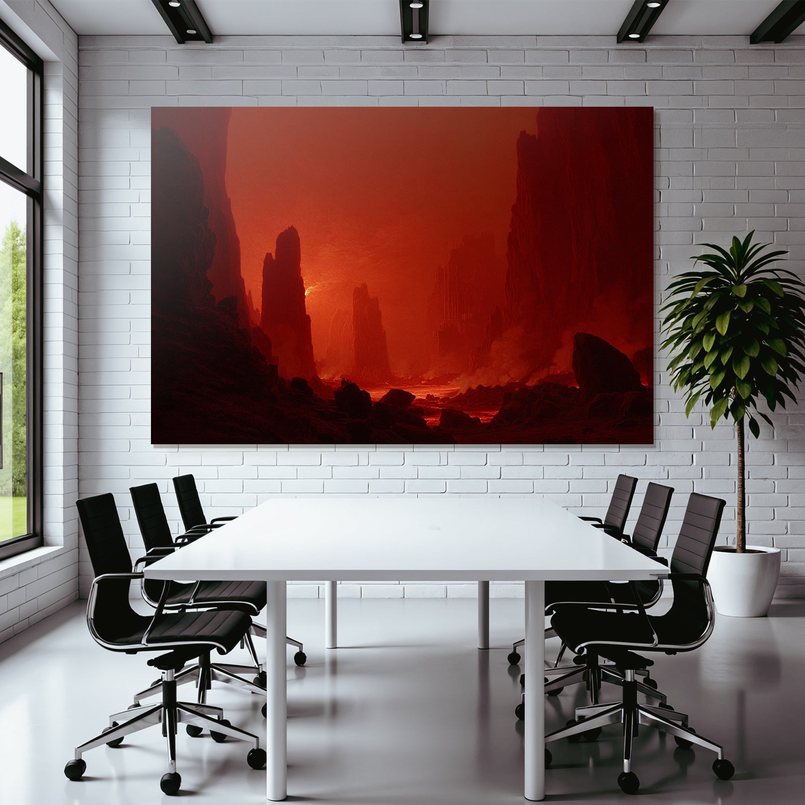 Höllenlandschaft Mit Fliessender Lava