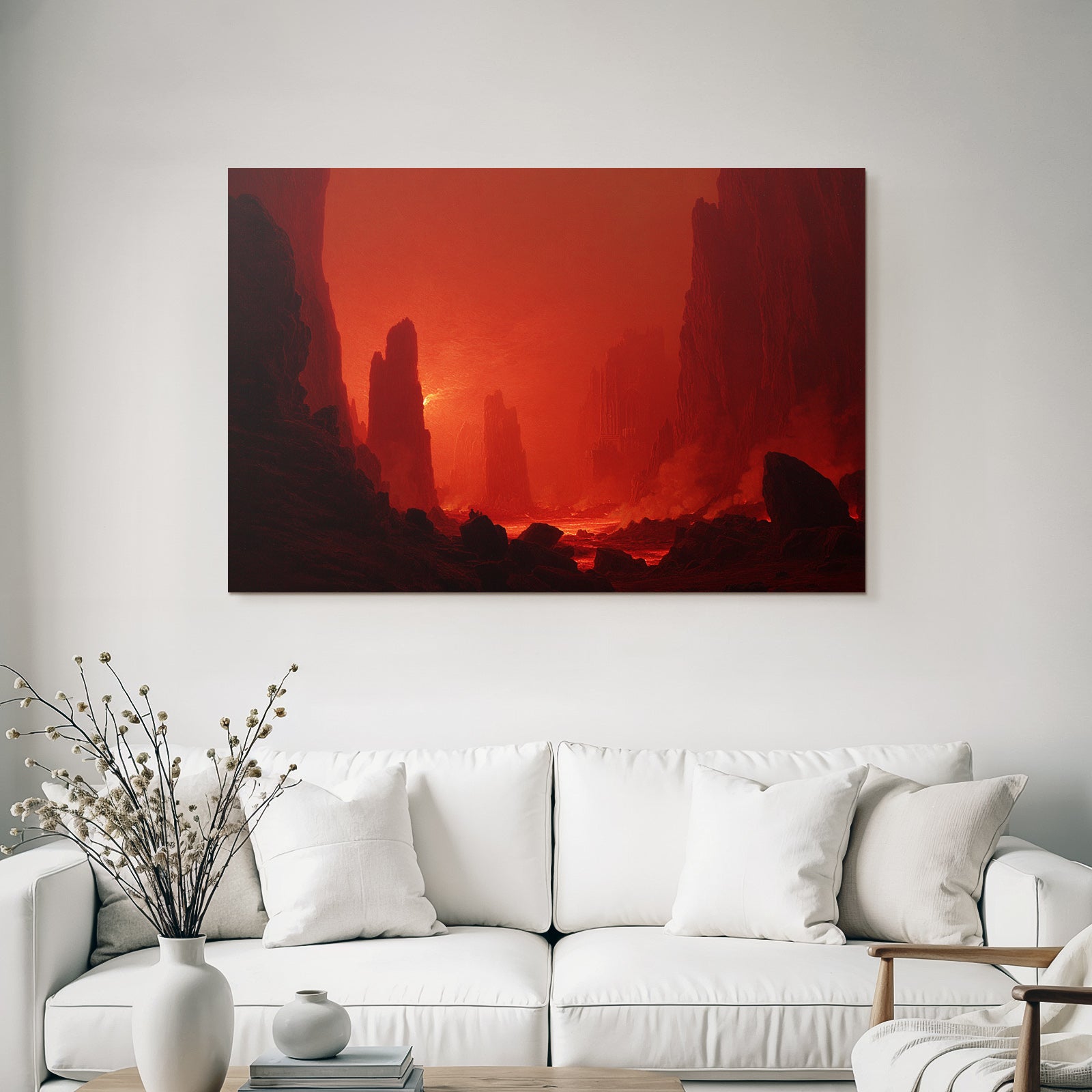 Höllenlandschaft Mit Fliessender Lava