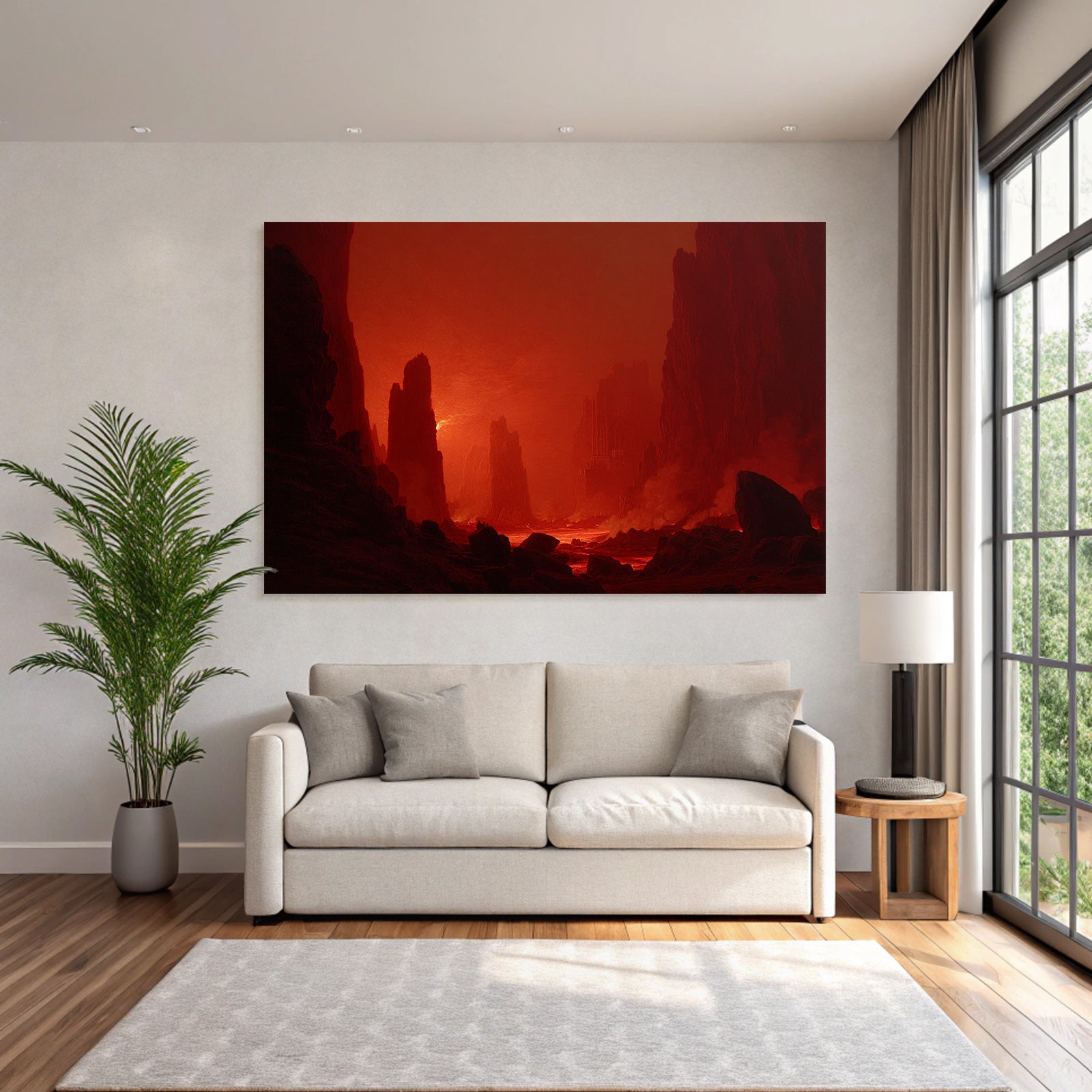 Höllenlandschaft Mit Fliessender Lava
