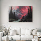 Romantische Landschaft Mit Bergen Und Wald Im Abendrot