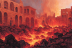 Verfallene Stadt Im Flammenmeer | Feuer und Vulkane | Natur