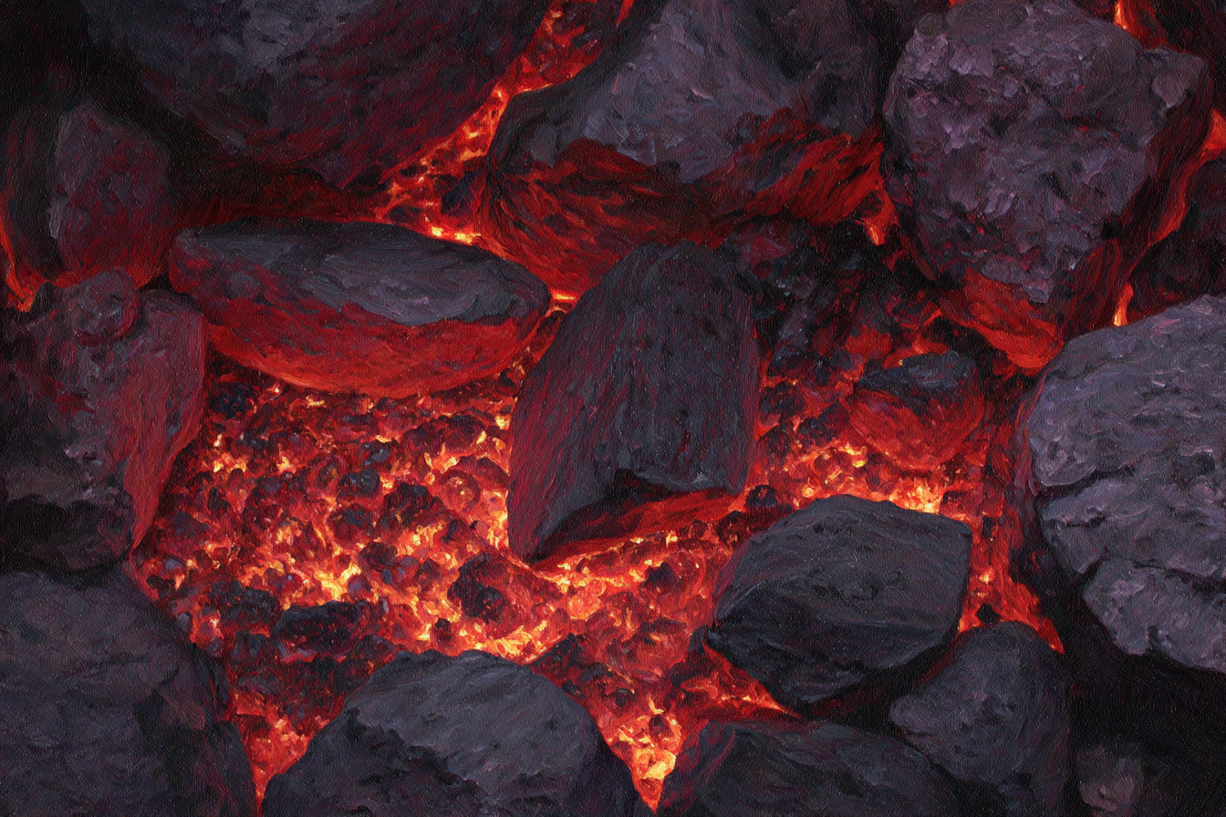 Vulkangestein Mit Glühenden Kohlen | Feuer und Vulkane | Natur
