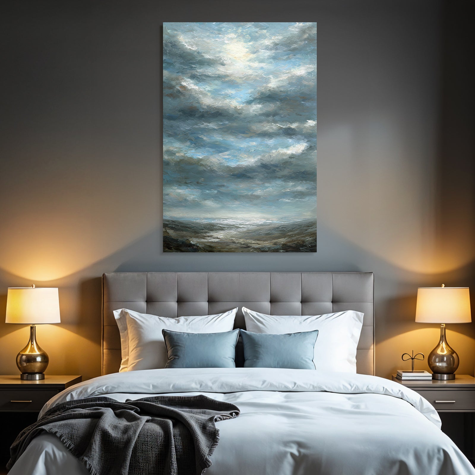 Dramatischer Himmel Mit Wolken Über Texturierter Landschaft